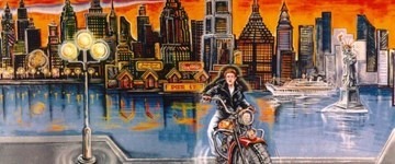 Achterdoek Manhattan Skyline Met James Dean Te Huur Voor Sixties Themafeest