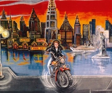 Achterdoek Manhattan Skyline Met James Dean Te Huur Voor Sixties Themafeest