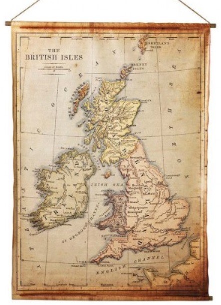 Vintage Landkaart Groot Brittannië 150 H X111 B Cm