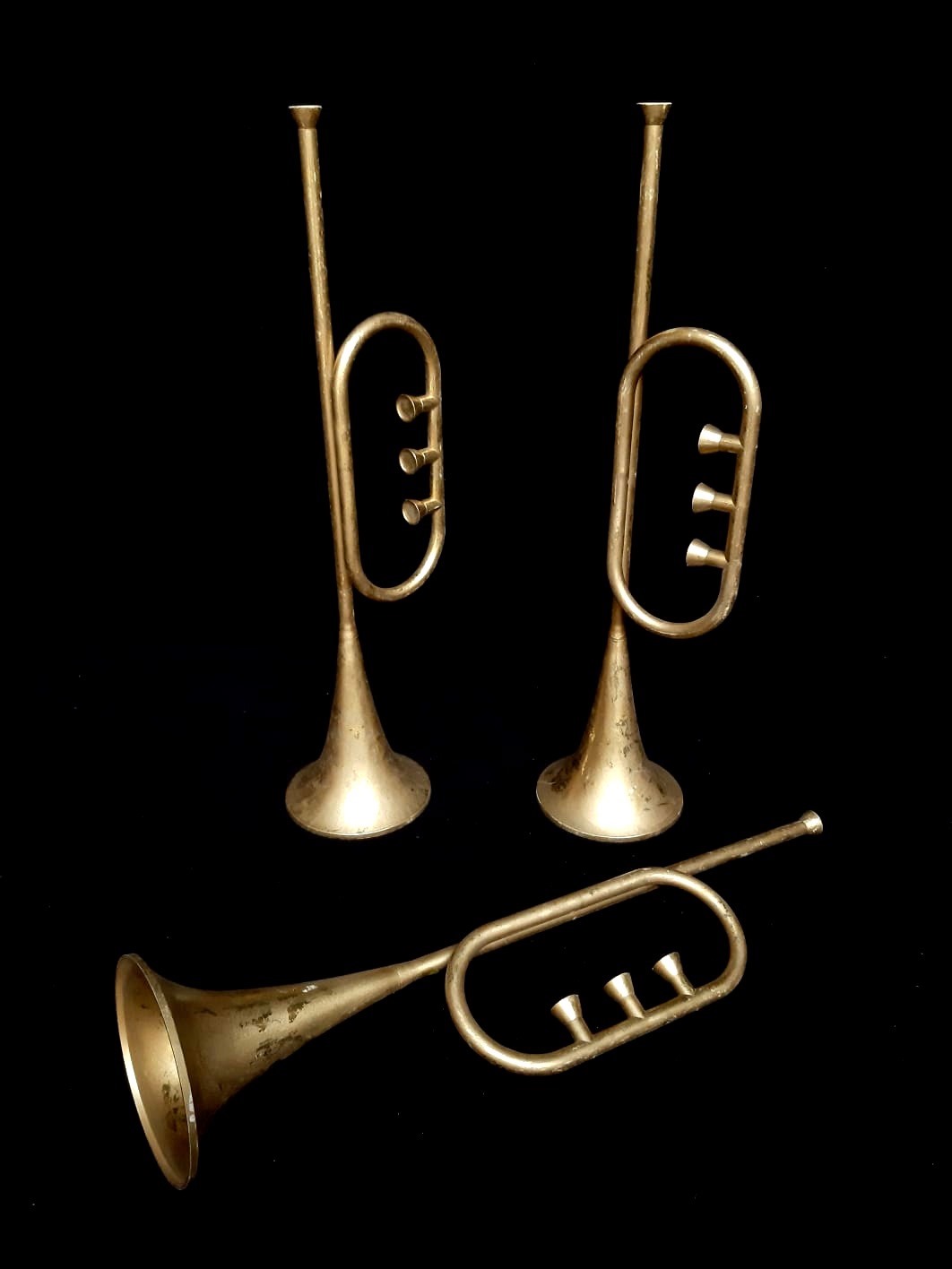 Muziek instrumenten, trompet, trompetten, decor, decoratie, te huur, huren