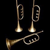 Muziek instrumenten, trompet, trompetten, decor, decoratie, te huur, huren