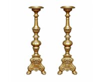 Kandelaar goud 18x18x60(h)cm (wordt geleverd excl. Kaarsen)