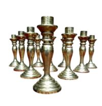 Kandelaars, hout, enkelvoudig goud, 23(h)cm Wordt geleverd exclusief kaars