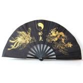 Chinese waaier (zwart met gouden 'Kung Fu' motief) 30(b) cm