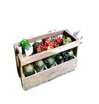 Oude houten kratje met wijnflessen 56(l)x26(b)cm