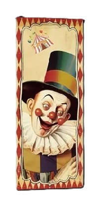 Banier / print Vintage Clown met hoge hoed 140(h)x40(b)cm