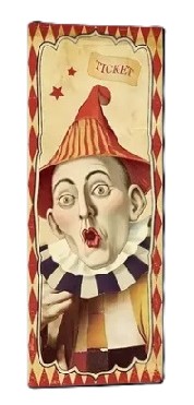Banier / print Vintage Clown met puntmuts 140(h)x40(b)cm