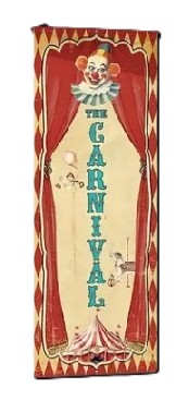 Banier / print Vintage met tekst "Carnival" - 140(h)x40(b)cm