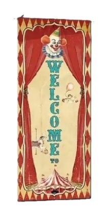 Banier / print Vintage met tekst "Welcome to" - 140(h)x40(b)cm