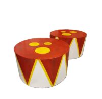 Circus podium, rood, wit, geel 100x60(h)cm