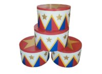 Circus trommel, wit, rood, geel, blauw, 1x76,5 / 1x70,5 / 1x70 / 1x69,5 / 40(h)cm