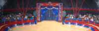 Decordoek Circuspiste met publiek 1000 x 300 cm (bxh) (handbeschilderd)