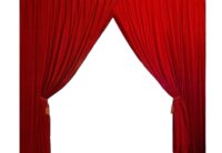 Entree rood velours 3 meter breed met gouden embrassen en pipe&drape systeem. - 2x Rood velours 295(b)x260(h) - 2 gouden embrassen - 2 vloerplaten, 2 staanders, 1 ligger