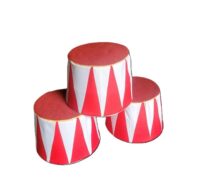 Olifantenpoten rood/wit 32cm doorsnede - 23 cm hoog - set van 4 stuks