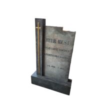 Grafsteen, hout, groot, 20x78x125(h)cm, tekst Hier Rust onze lieve Moeder Geertruida Wouda 1910-2071