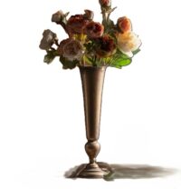 Hoge gouden vaas, Centerpiece, 55(h) x14,5(d) cm (excl. bloemen)