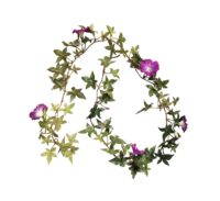 Klimop guirlande / slinger met paarse bloemen, 180cm (kunstzijde)