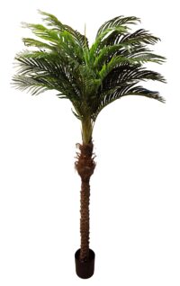 Kunstpalm met hoge kruin in houten bak 220(h)cm