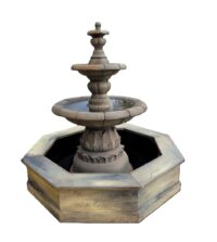 Statige 3-laags fontein polyester incl. pomp en sierlijke fonteinrand 220x220x190cm - Houdt rekening met spatwater!