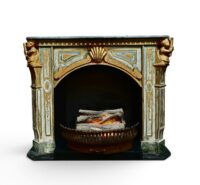 Schouw / openhaard, (Lavendel kleur met goud) 120(h)x150(b)x50(d) cm