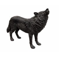 Zwarte wolf, polyester, levensgroot, 100 x 95 cm