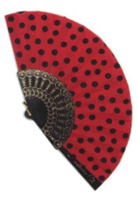 Spaanse waaier, rood met zwarte stippen 43x23cm