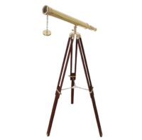 Telescoop, messing kleurig op houten statief 140(h)x75(b) cm