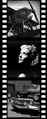 filmstrook zwart/wit foto oprolbaar (moet tegen witte achtergrond aan) 250x100cm