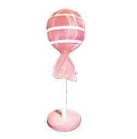 XL knots Lolly roze / wit, polyester 160(h)x40(Ø)cm