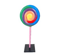 XL Regenboog lolly rond op steel, 155(h) x 60(Ø)cm