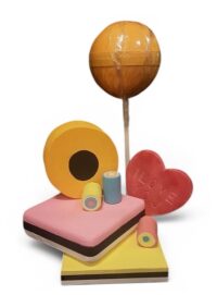 XL Snoep set display nr. 2 bestaand uit de volgende items; 1x knots lolly + voet, 3x Engelse drop, 3x rol, 1x hartje