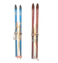 Houten Ski's met stokken, per paar