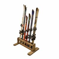 Vrijstaand houten ski-rek t.b.v. 6 paar ski's 60 (d) x 33 (h) x 112 (b) cm
