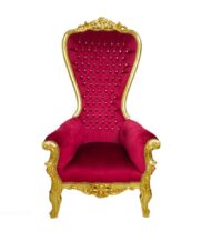 Barok troon hoge rug, goud / rood 80(b)x75(d)x185(h)cm