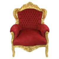 Barok troon lage rug goud / rood 80(b)x75(d)x120(h)cm