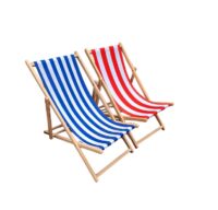 Strandstoel, gestreept, met blauw / witte stof