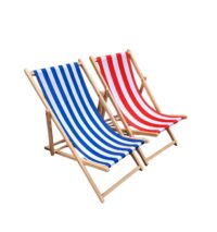 Strandstoel, gestreept, met rood / witte stof