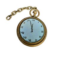 XL zakhorloge (uitvergroot) 35(Ø) x 50(h)cm, ketting 45(l) cm