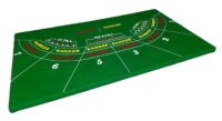 Baccarat, poker tafel van vilt met opdruk inclusief koffer met pokerfiches en speelkaarten