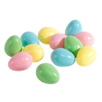 Paaseieren, 6,5 cm kunststof In pastelkleuren uitgevoerd